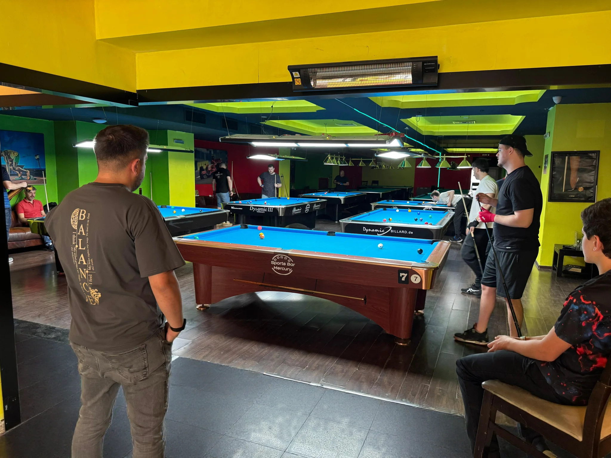 Mercury hall: the bar and billiard tables